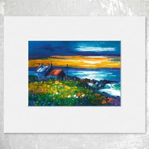 Sunset on a Lewis Shore, Small Mounted Print by Jean Feeney