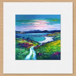 Lone Sail at Dawn, Isle of Skye, Small Mounted Print by Jean Feeney