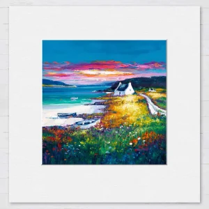 Sunset Camus Croise Bay, Isle of Skye, Small Mounted Print by Jean Feeney