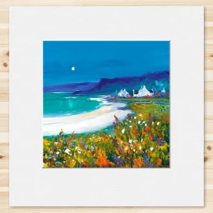 Moonlight, Kildonan Bay, Arran, Small Mounted Print by Jean Feeney