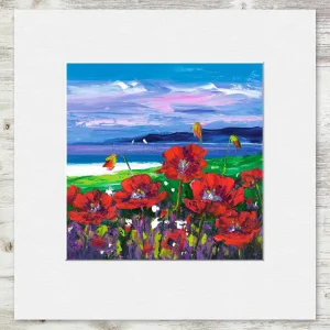 Torridon Poppies, Small Mounted Print by Jean Feeney