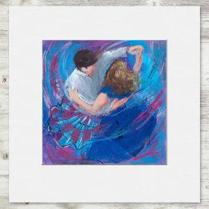 Blue Waltz, Small Mounted Print by Janet McCrorie