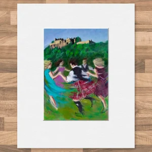 Ceilidh Amidst Majesty, Small Mounted Print by Janet McCrorie