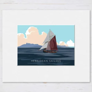 Hebridean Sailing, Small Mounted Print by Peter McDermott