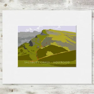 Salisbury Crags, Holyrood, Small Mounted Print by Peter McDermott