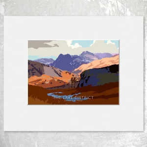 The Langdale Pikes, Small Mounted Print by Peter McDermott