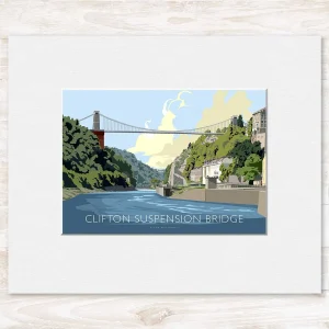 Clifton Suspension Bridge (Blue), Small Mounted Print by Peter McDermott