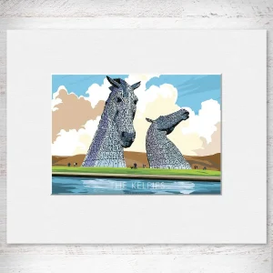 The Kelpies, Small Mounted Print by Peter McDermott
