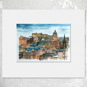 Edinburgh Skyline, Small Mounted Print by Scott McGregor