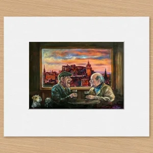 Good Night Out in Auld Reekie, Small Mounted Print by Scott McGregor