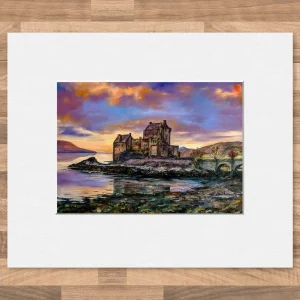 Purple Sky, Eilean Donan, Small Mounted Print by Scott McGregor