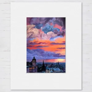 Edinburgh Dusk (Portrait), Small Mounted Print by Scott McGregor