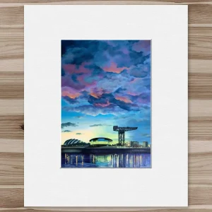 Glasgow Clydeside, Small Mounted Print by Scott McGregor