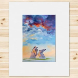Kelpies, Small Mounted Print by Scott McGregor
