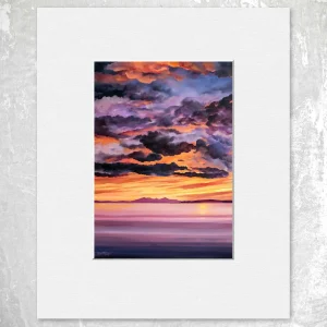 Purple Sky over Arran, Small Mounted Print by Scott McGregor