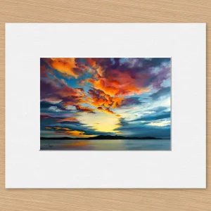 Orange Clouds Approaching Arran, Small Mounted Print by Scott McGregor