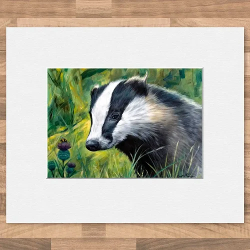 Badger & Bee, Small Mounted Print by Scott McGregor
