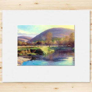 Evening Light, River Cluny, Braemar, Small Mounted Print by Colin Robertson