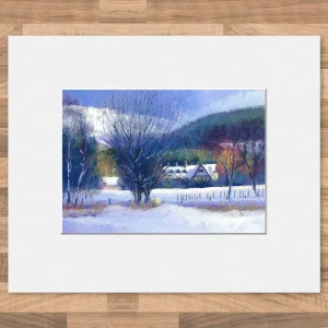 Sunlight on Snow, Mar Lodge, Small Mounted Print by Colin Robertson