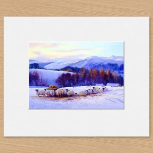 Early Morning Breakfast Guest, Small Mounted Print by Colin Robertson