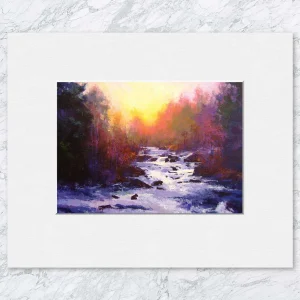 Evening Fire, Small Mounted Print by Colin Robertson