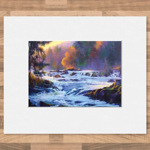 Evening Sunlight, Falls of Dochart, Small Mounted Print by Colin Robertson