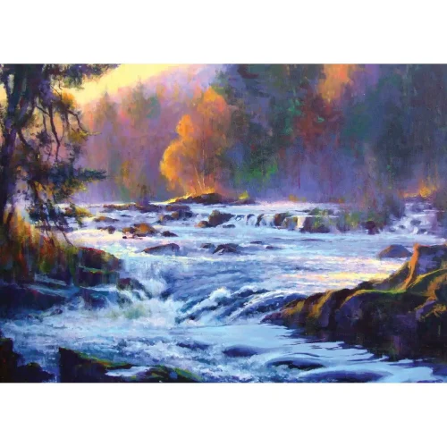 Evening Sunlight, Falls of Dochart, Small Mounted Print by Colin Robertson - Image 2
