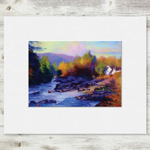 Sunlight on the Bridge, Killin, Small Mounted Print by Colin Robertson