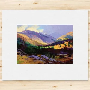 Sunlight on the Hillside, Glenlyon, Small Mounted Print by Colin Robertson