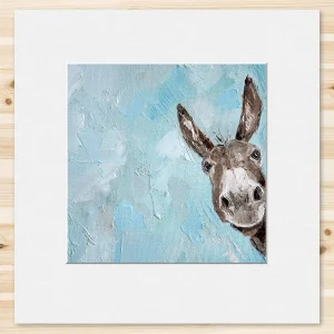 Curious Donkey, Small Mounted Print by Charlotte Strawbridge