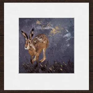 Midnight Hare, Small Mounted Print by Charlotte Strawbridge
