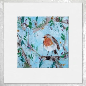 Robin, Small Mounted Print by Charlotte Strawbridge