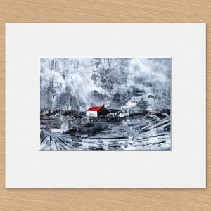 Phone Lines and Furrows, Small Mounted Print by Fiona Matheson