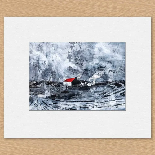 Phone Lines and Furrows, Small Mounted Print by Fiona Matheson