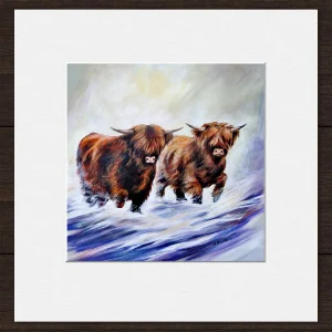 Fun in the snow, Small Mounted Print by Hilary Barker