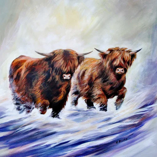 Fun in the snow, Small Mounted Print by Hilary Barker - Image 2