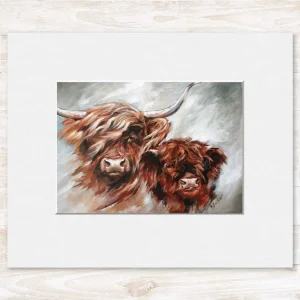 Morag and Son, Small Mounted Print by Hilary Barker