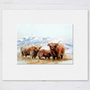 Winter on the Hill, Small Mounted Print by Hilary Barker