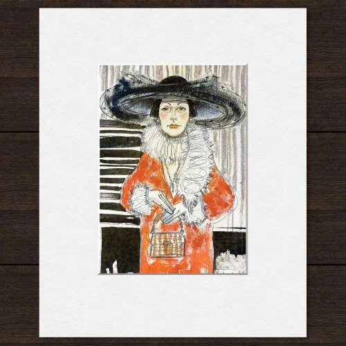 Binky on 5th, Small Mounted Print by Ingrid Nilsson