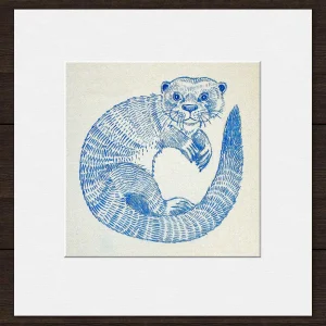 Otter, Small Mounted Print by Ingrid Nilsson