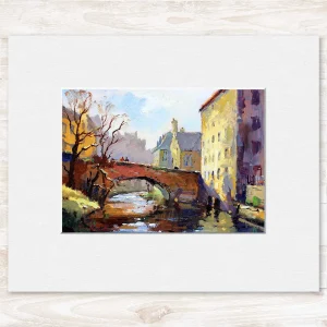 Bell’s Brae Bridge, Dean Village, Edinburgh, Small Mounted Print by Joseph Maxwell-Stuart