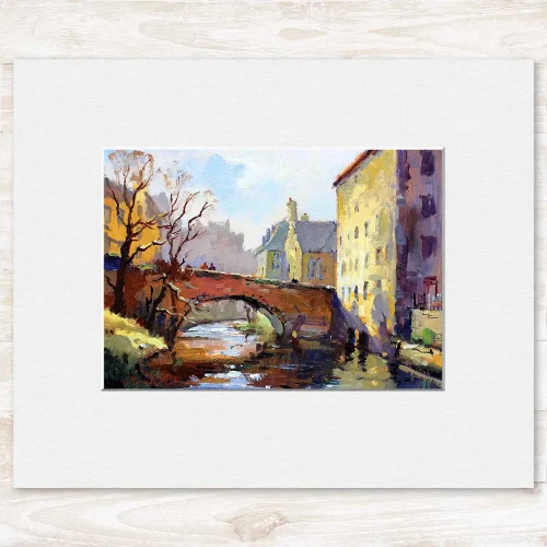 Bell’s Brae Bridge, Dean Village, Edinburgh, Small Mounted Print by Joseph Maxwell-Stuart