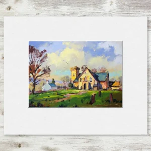 Cramond Kirk, Small Mounted Print by Joseph Maxwell-Stuart