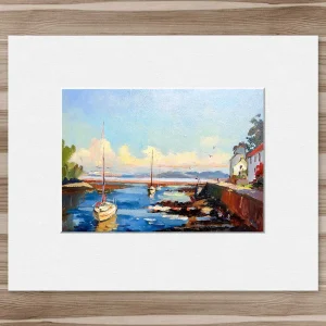 Cramond moorings, Small Mounted Print by Joseph Maxwell-Stuart