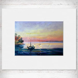 Cramond Sunrise, Small Mounted Print by Joseph Maxwell-Stuart