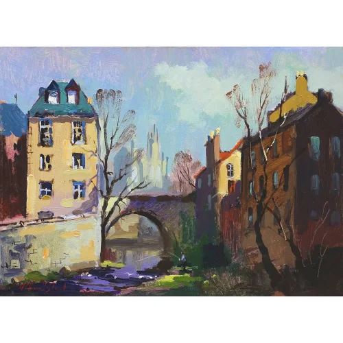 Fishing by Dean Village, Small Mounted Print by Joseph Maxwell-Stuart - Image 2