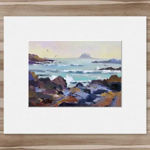 Incoming Tide, Bass Rock, North Berwick, Small Mounted Print by Joseph Maxwell-Stuart
