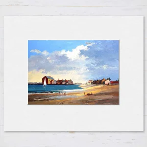 On The Sands at North Berwick, Small Mounted Print by Joseph Maxwell-Stuart