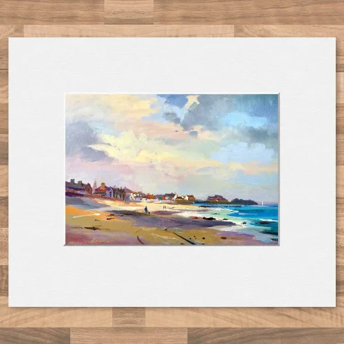 Passing Cloud, Milsey Bay, North Berwick, Small Mounted Print by Joseph Maxwell-Stuart