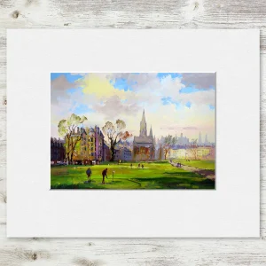 Saturday Golf, Bruntsfield, Edinburgh, Small Mounted Print by Joseph Maxwell-Stuart